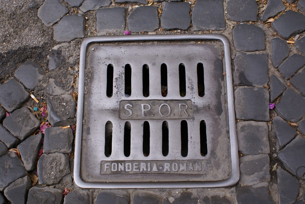 SPQR manhole cover. Rome June 4, 2012.