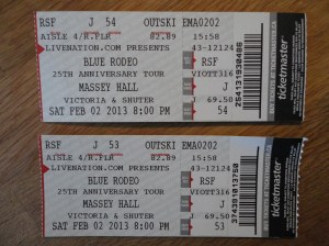 Blue Rodeo at Massey Hall, Toronto. February 2, 2013.